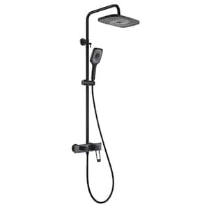 Single Handle 3-Spray Tub and Shower Faucet 2.38 GPM Brass Exposed Pipe Shower System in Matte Black Valve Included