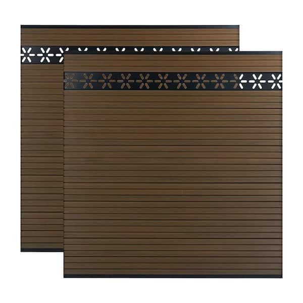 Durable Outdoor 5.9 ft. H x 5.9 ft. W Brown Yard Composite Fence Panels Carved Hollow Privacy Panel (2 Sets)