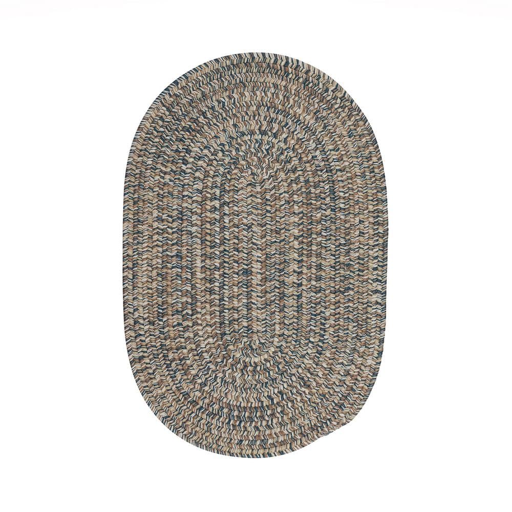 Carrington Tweed Navy and Tan 6 ft. x 8 ft. Oval Indoor/Outdoor Area Rug