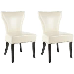 Jappic Off-White/Black Faux Leather Side Chair (Set of 2)