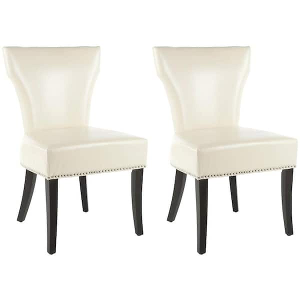 Jappic Off-White/Black Faux Leather Side Chair (Set of 2)