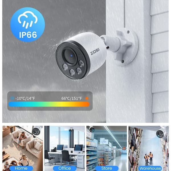 ZOSI 2 Pack C180 4K 8MP Hardwired PoE IP Security Camera with