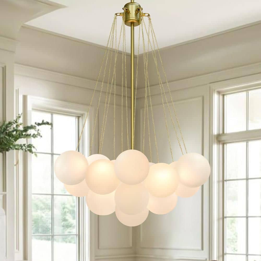 Y'INSP Lyra 3-Light Gold Nordic Bubble Ball Chandelier with 19
