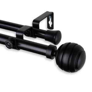 28 in. - 48 in. Telescoping Double Curtain Rod Kit in Black with Poise Finial
