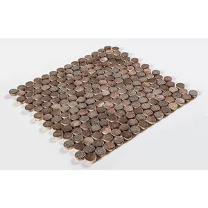 Orb Bron Copper/Gold/Gray 11-4/5 in. x 11-4/5 in. Penny Round Smooth Metal Mosaic Wall Tile (4.85 sq. ft./Case)
