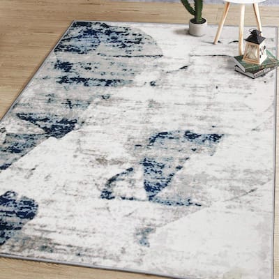 Weasley Modern Abstract Gray/Teal 5 ft. x 7 ft. Area Rug