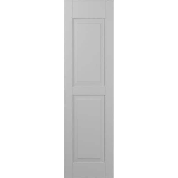 Ekena Millwork 18 in. W x 32 in. H Americraft 2-Equal Raised Panel Exterior Real Wood Shutters Pair in Primed