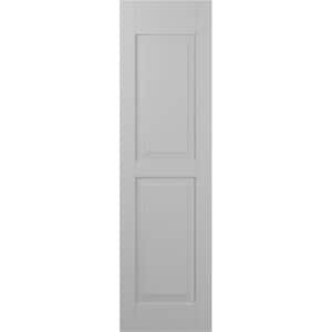18 in. W x 48 in. H Americraft 2 Equal Raised Panel Exterior Real Wood Shutters Pair in Primed