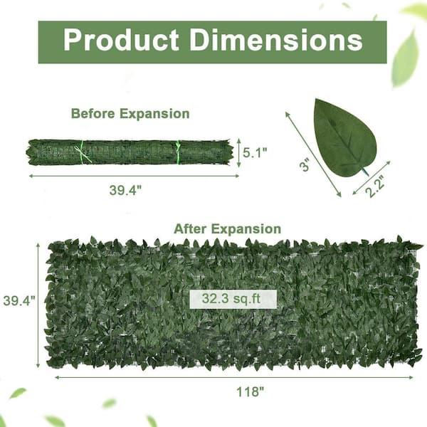 WELLFOR NP-HPY-10488-4 4-Piece 118 in. L x 39 in. W Polyester Garden Fence Artificial Ivy Privacy Fence Screen - 2