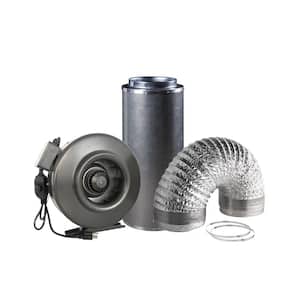 754 CFM 10 in. Centrifugal Inline Duct Fan with Carbon Filter and Aluminum Ducting for Indoor Garden Ventilation