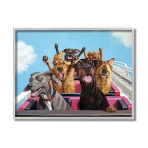 "Dogs Riding Roller Coaster Funny Amusement Park" by Lucia Heffernan Framed Animal Wall Art Print 11 in. x 14 in.