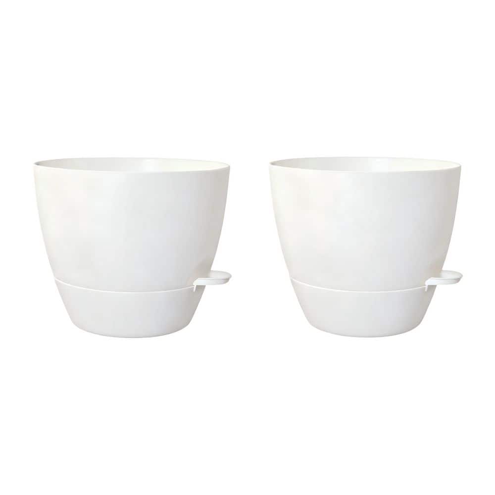 2-Pack Plastic Self Watering Planter with Removable Deep Reservoir and Multi-Mesh Drains (12 in. W x 10 in. H), White price history on PriceWatchPro