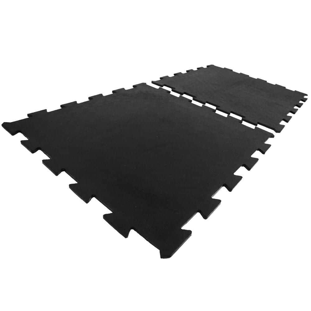 Black Interlocking Rubber Gym Tiles, 24 x 24 Inches, 4-Pack
