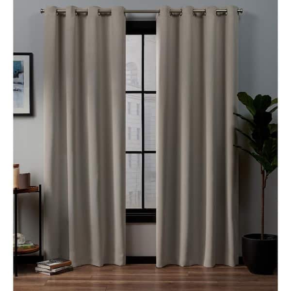EXCLUSIVE HOME Academy Vintage Linen Solid Blackout Grommet Top Curtain, 52 in. W x 84 in. L (Set of 2)