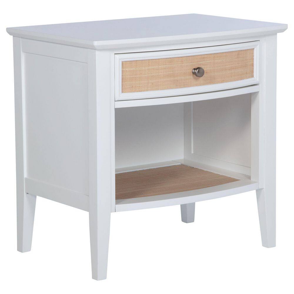 Bexhill White 1-drawer Nightstand Bedside Table with Open Compartment