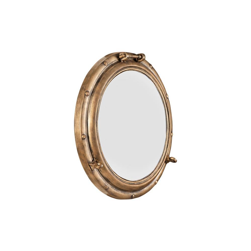 22" Round Gold Metal Porthole Wall Mirror
