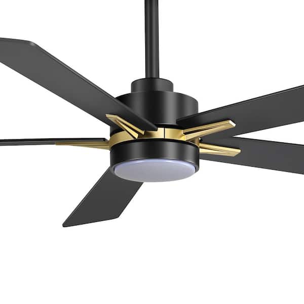 Valerie 52 in. Indoor Black/Gold Ceiling Fan with Integrated LED Light and Remote Control Included