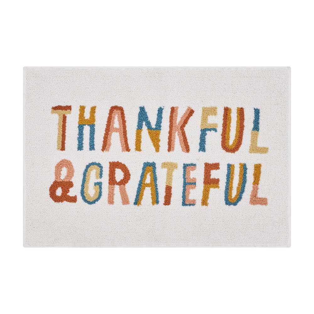 Thankful and Greatful 20 in. x 30 in. Black/White Microfiber Rectangle Bath Rug price history on PriceWatchPro