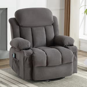 Gray Swinging Recliner Massage Heated Sofa with USB and 2 Cup Holders