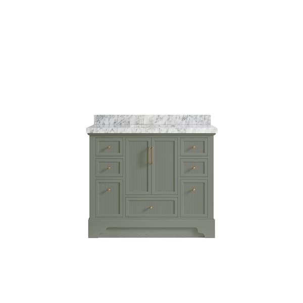 Willow Collections Alys 42 in. W x 22 in. D x 36 in. H Single Sink Bath Vanity in Evergreen with 2 in. Carrara Marble Top