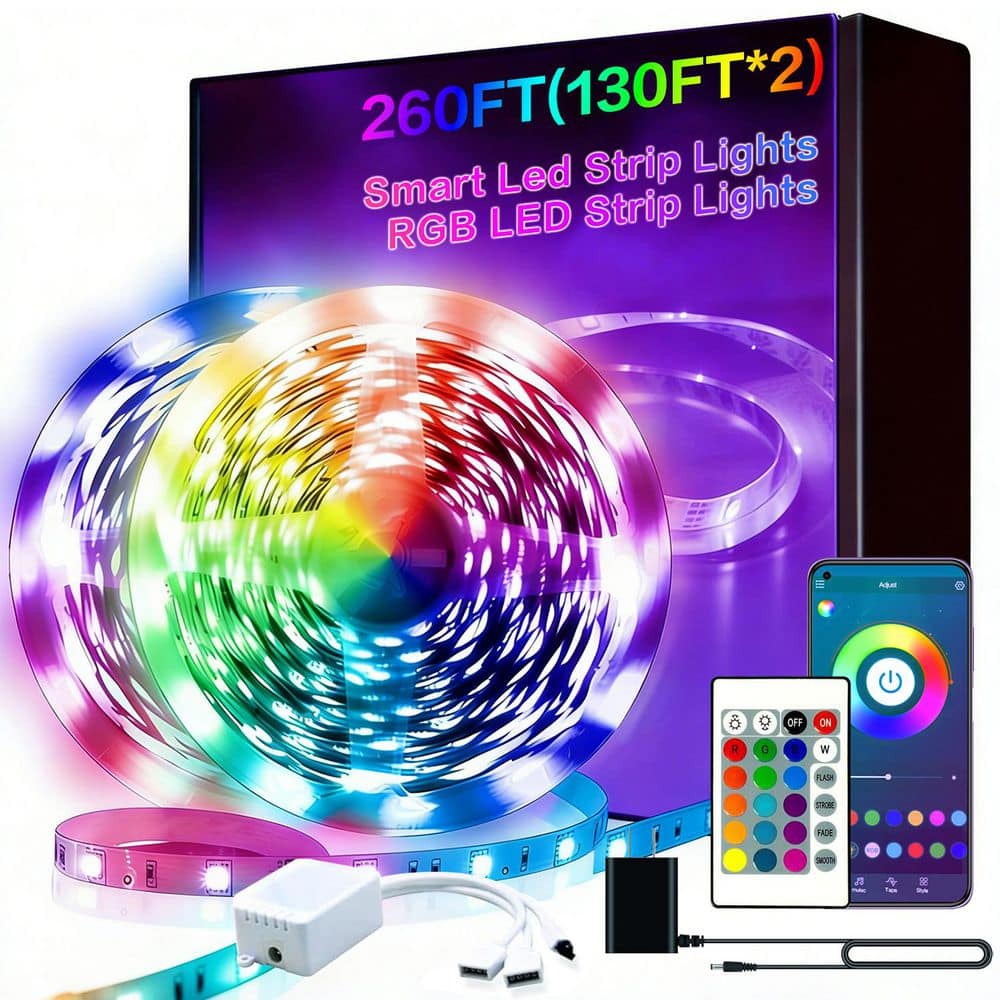 260 ft. Smart Plug-In Dimmable Cuttable Color Changing Integrated LED Strip Light (130FT*2) price history on PriceWatchPro