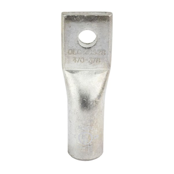 Commercial Electric Aluminum 1-Hole Straight Short Barrel Compression Lug for 4/0 Stranded Wire in White