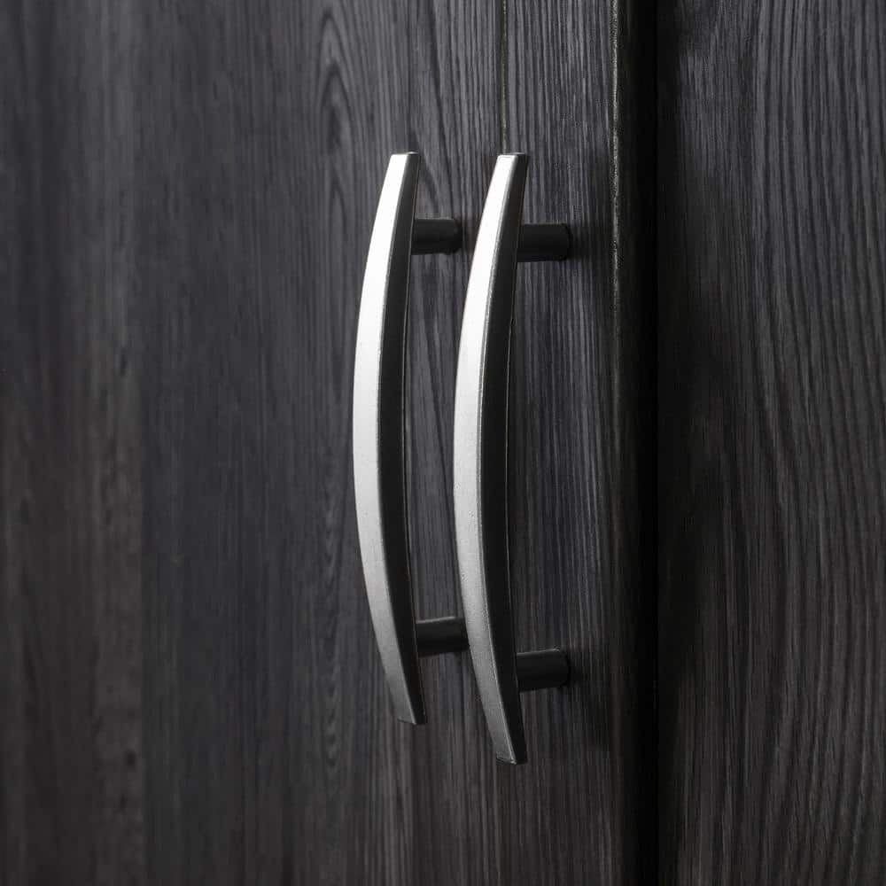 Gray Oak Transitional Wardrobe Armoire with Mirror