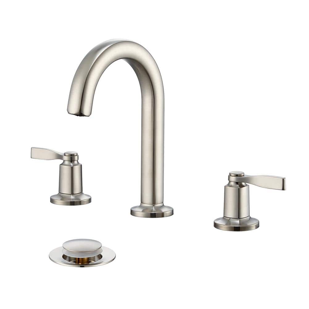 Larko Brushed Nickel 8 in. Widespread 2-Handle Bathroom Faucet