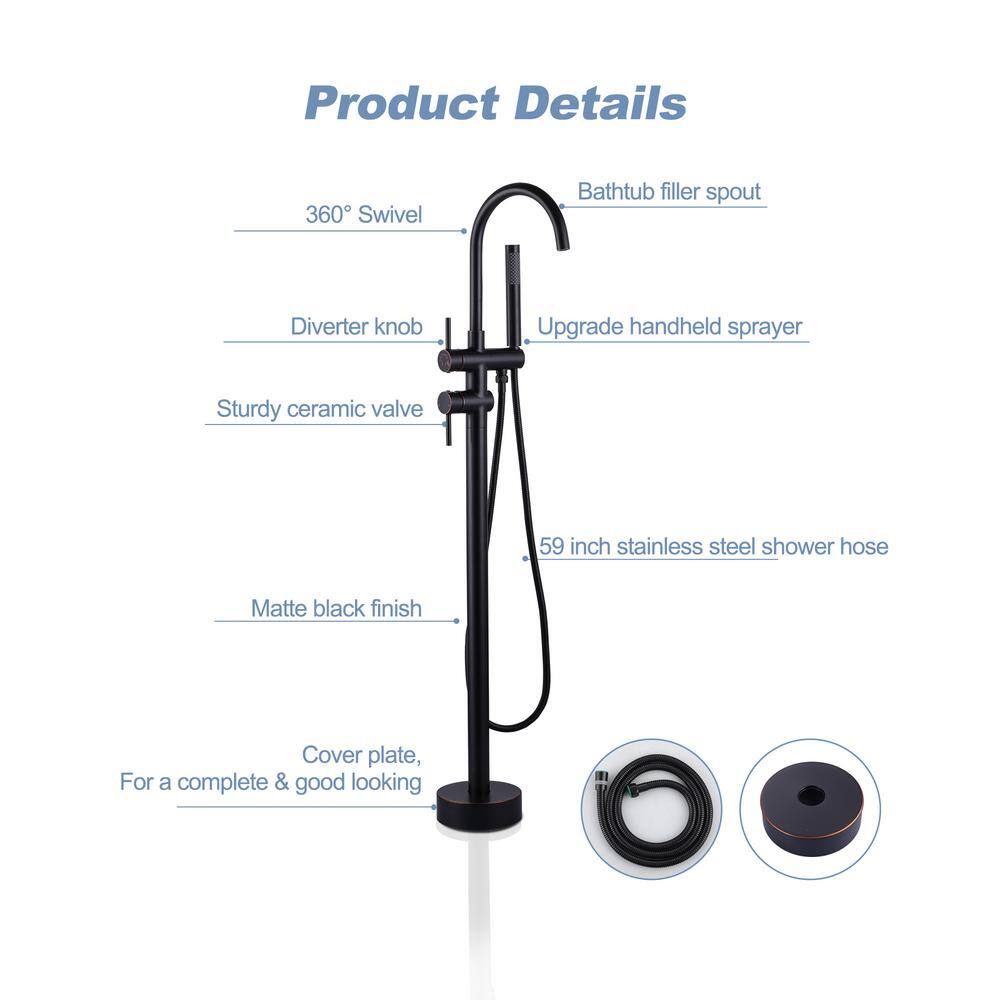 Oil Rubbed Bronze Freestanding Tub Faucet with Hand Shower