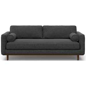 Morrison Mid-Century Modern 89 in. Wide Sofa in Charcoal Grey Woven-Blend Fabric
