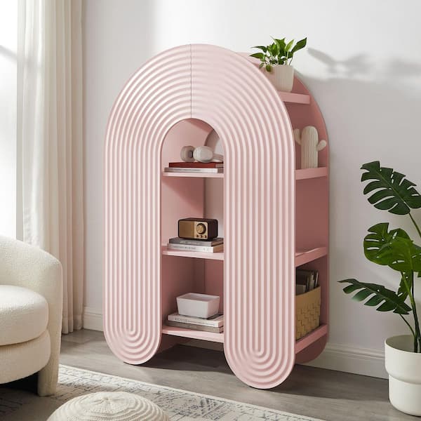 Daydream 58 in. Tall Soft Pink Particle Board 6-Shelf Accent Bookcase