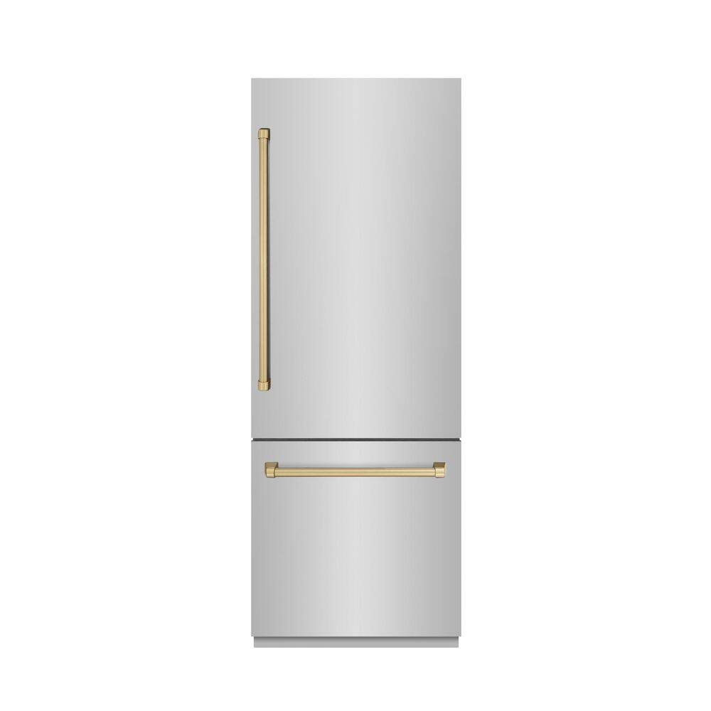 30 in. 16.1 cu. ft. Built-In Bottom Freezer Refrigerator in Stainless Steel with Graphite Gray Interior & Bronze Accents price history on PriceWatchPro