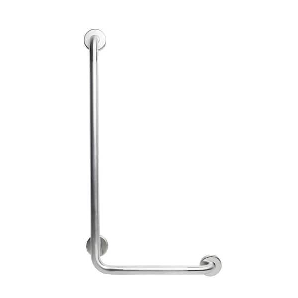 CSI Bathware 16 in. x 32 in. Right Hand Vertical Angle Grab Bar in Peened