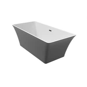 Blaire 66.92 in. x 31.49 in. Freestanding Soaking Acrylic Bathtub With Centered Drain in Black