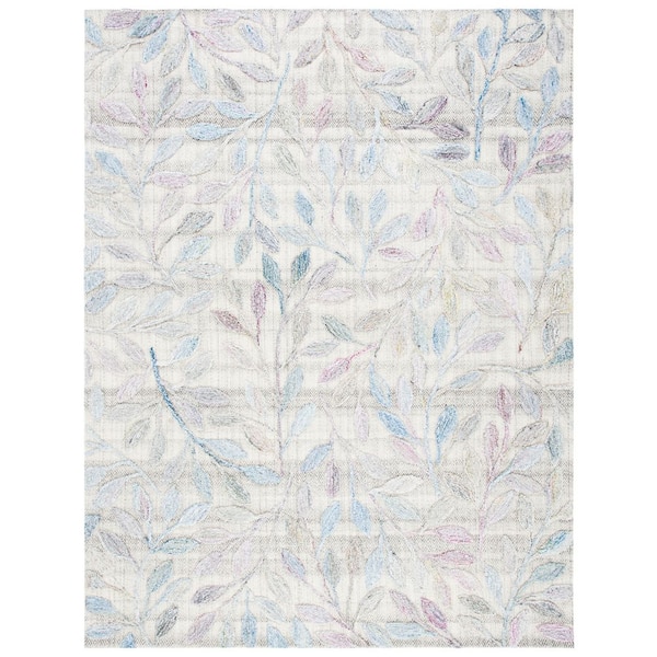 Southampton 8 ft. x 10 ft. Purple/Blue Leaves High-Low Area Rug