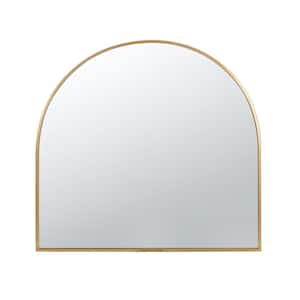 33.00 in. W x 31.00 in. H Arched Decorative Accent Mirror with Iron Gold Frame