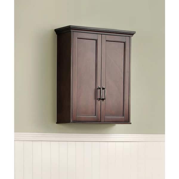 Ashburn 24 in. W x 8 in. D x 27 in. H Bathroom Storage Wall Cabinet in Mahogany