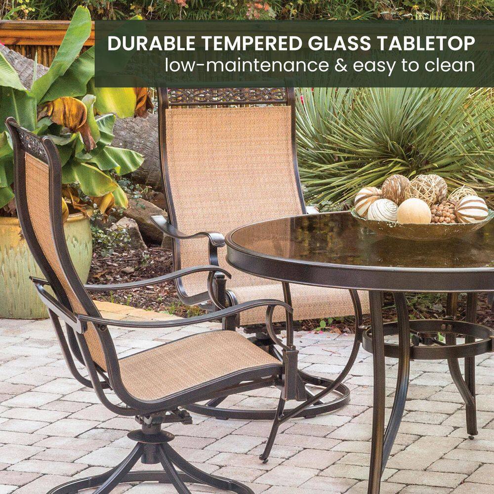 Monaco 5-Piece Bronze Aluminum Outdoor Dining Set with Tan Sling Chairs