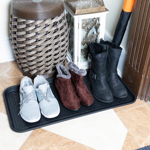 Ottomanson Easy clean, Waterproof Non-Slip Indoor/Outdoor Rubber Boot Tray,  16 in. x 32 in,, Black RDM9900-16X32 - The Home Depot