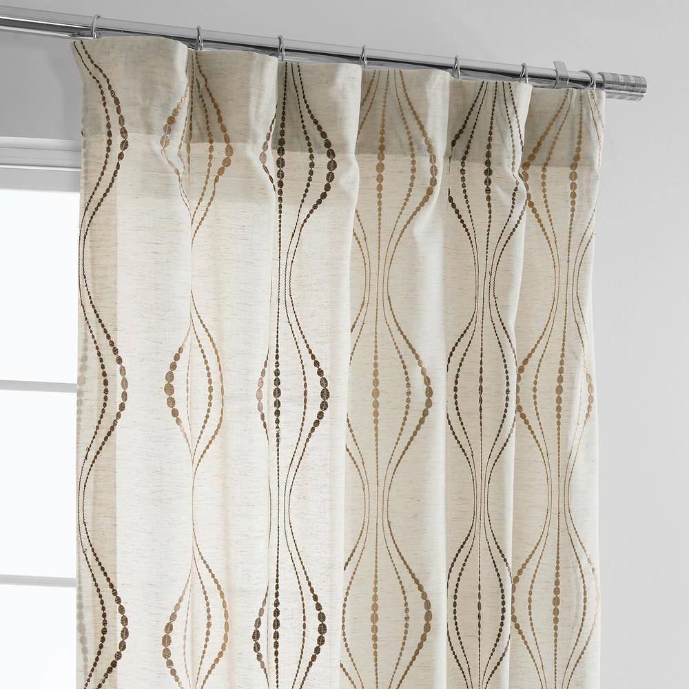 Extended Noir Embroidered Sheer Faux Silk Drapes