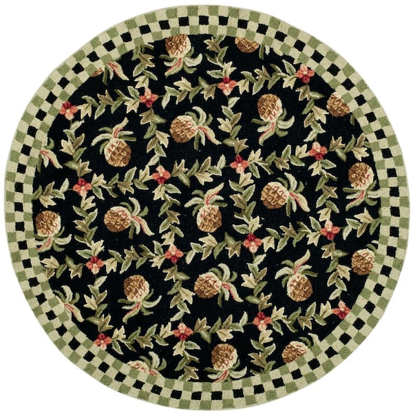 SAFAVIEH Chelsea Black/Ivory 6 ft. x 6 ft. Round Border Area Rug