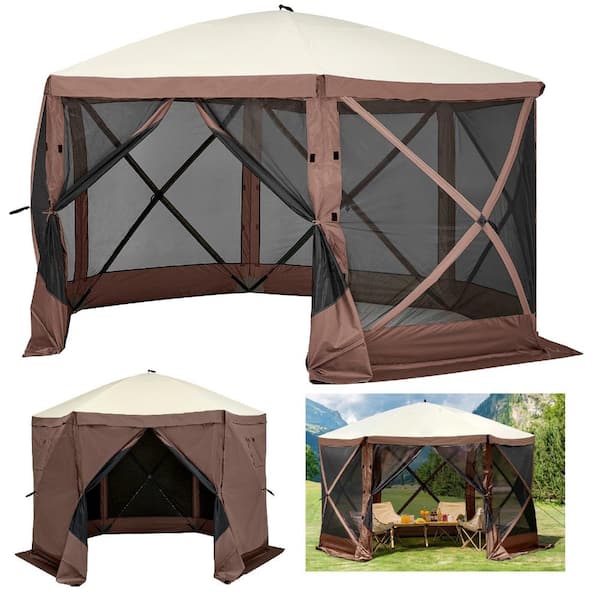 SKONYON 6-Sided Pop-Up Screen Tent with Mesh Windows, 12 ft. x 12