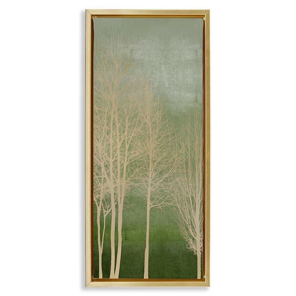 Stupell Industries Subtle Ombre Tree by Kate Bennett Gold Floater Frame Nature Graphic Art Print 14 in. x 31 in.