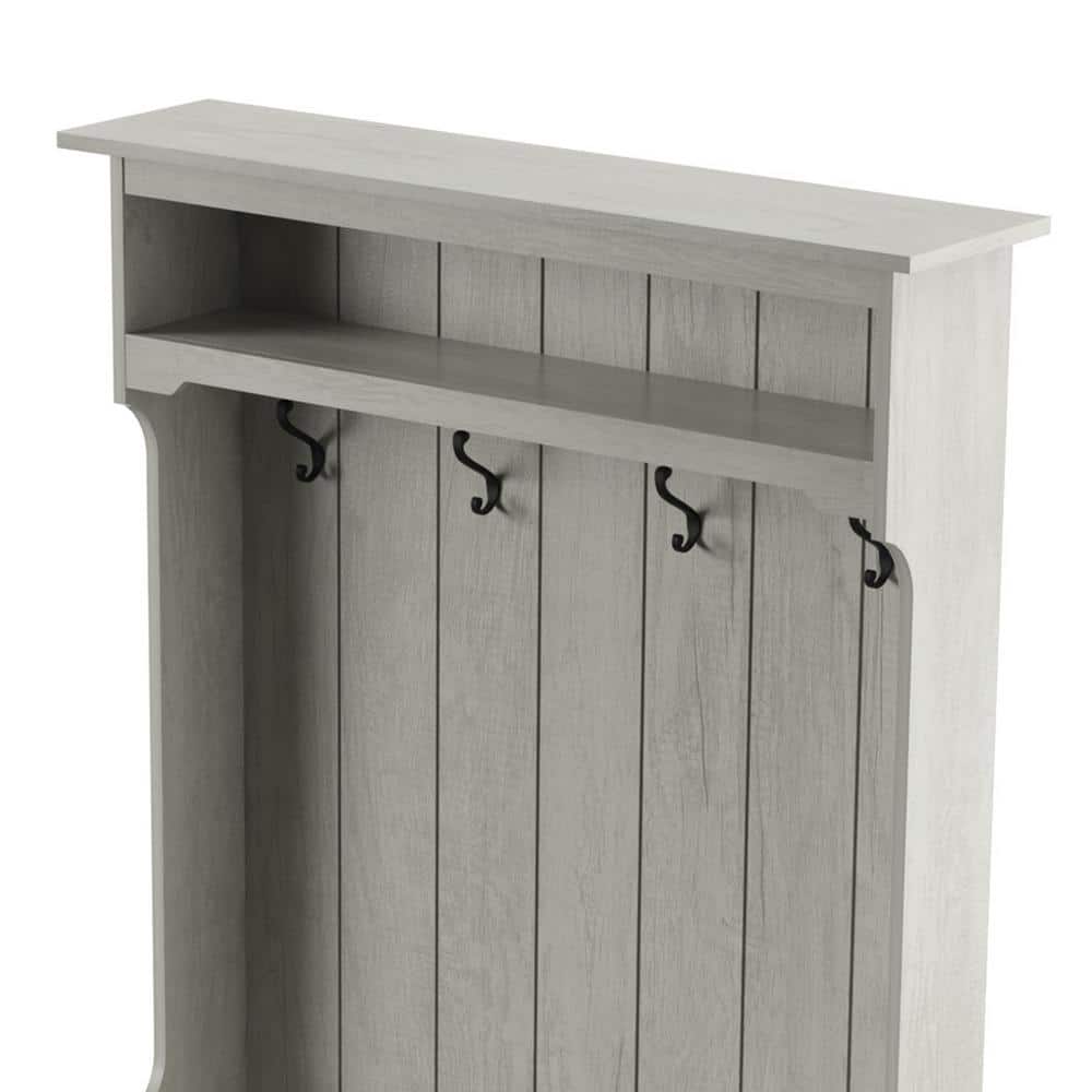 Fairfax Oak Hall Tree with Open Storage and Woven Baskets