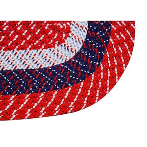 Country Stripe Braid Collection Americana Stripe 24" x 48" x 48" L-Shape 100% Polypropylene Reversible Area Rug