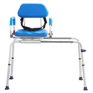 Sliding Tub Transfer Bench, 20.9 in. W, Freestanding, Adjustable Height and Foldable, 360° Swivel Seat, 20.9 in. Blue