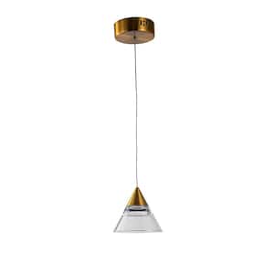 Rowan 5-Watts Integrated LED Antique Gold LED Pendant with Glass Shade