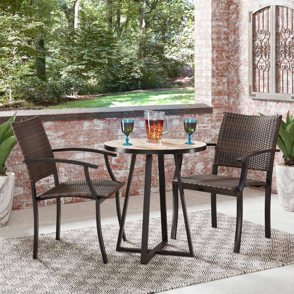 Chevron Marble Gray/Brown 27.5" Outdoor Bistro Table