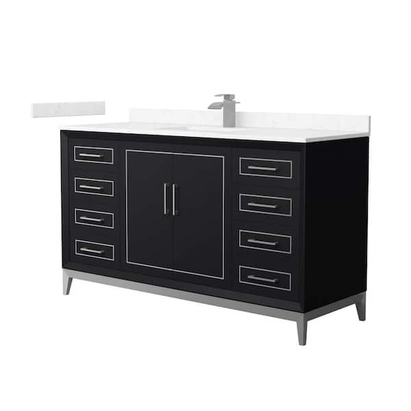 Wyndham Collection Marlena 60 in. W x 22 in. D x 35.25 in. H Single Bath Vanity in Black with Carrara Cultured Marble Top