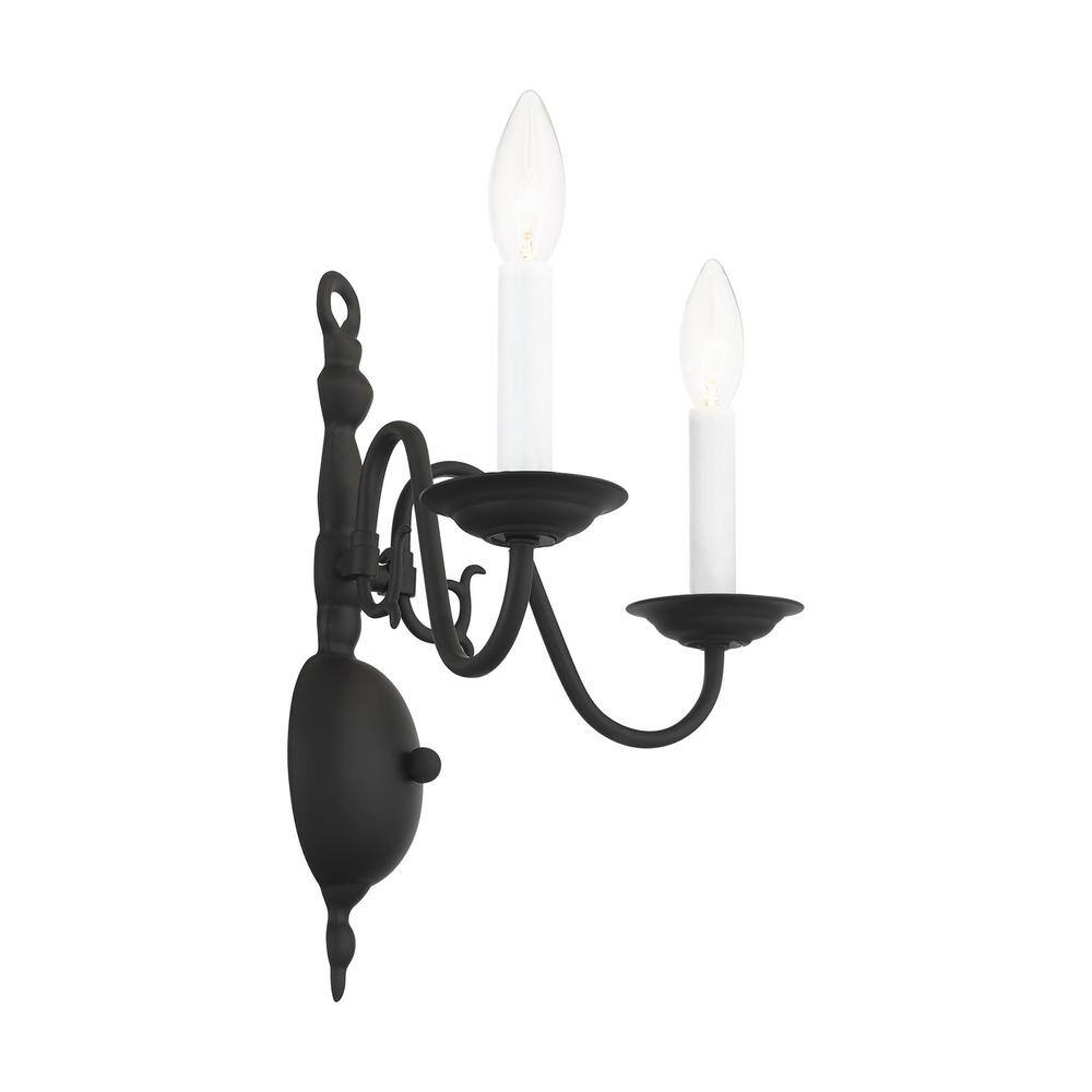 Williamsburgh Black Steel 2-Light Colonial Wall Sconce